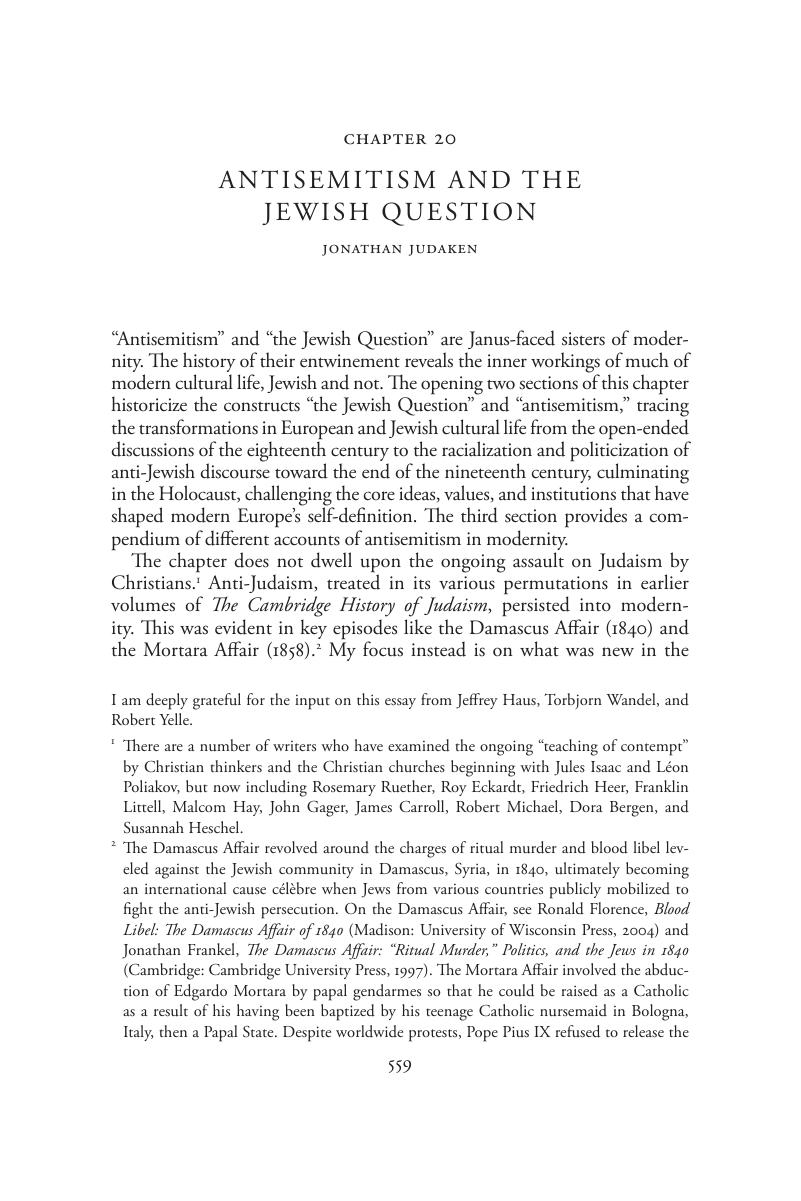 Antisemitism And The Jewish Question (Chapter 20) - The Cambridge ...