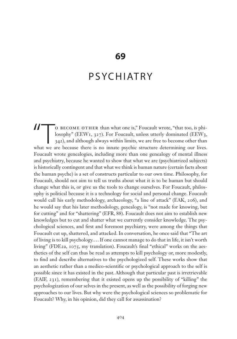 Psychiatry (Chapter 69) - The Cambridge Foucault Lexicon