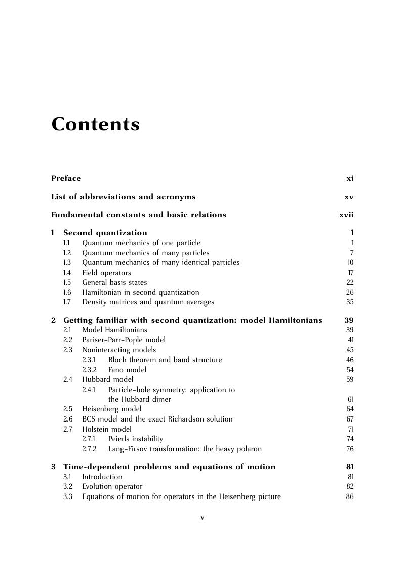 Contents - Nonequilibrium Many-Body Theory Of Quantum Systems