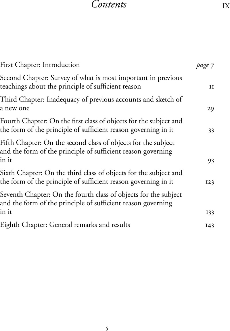 Contents - Schopenhauer: On The Fourfold Root Of The Principle Of ...