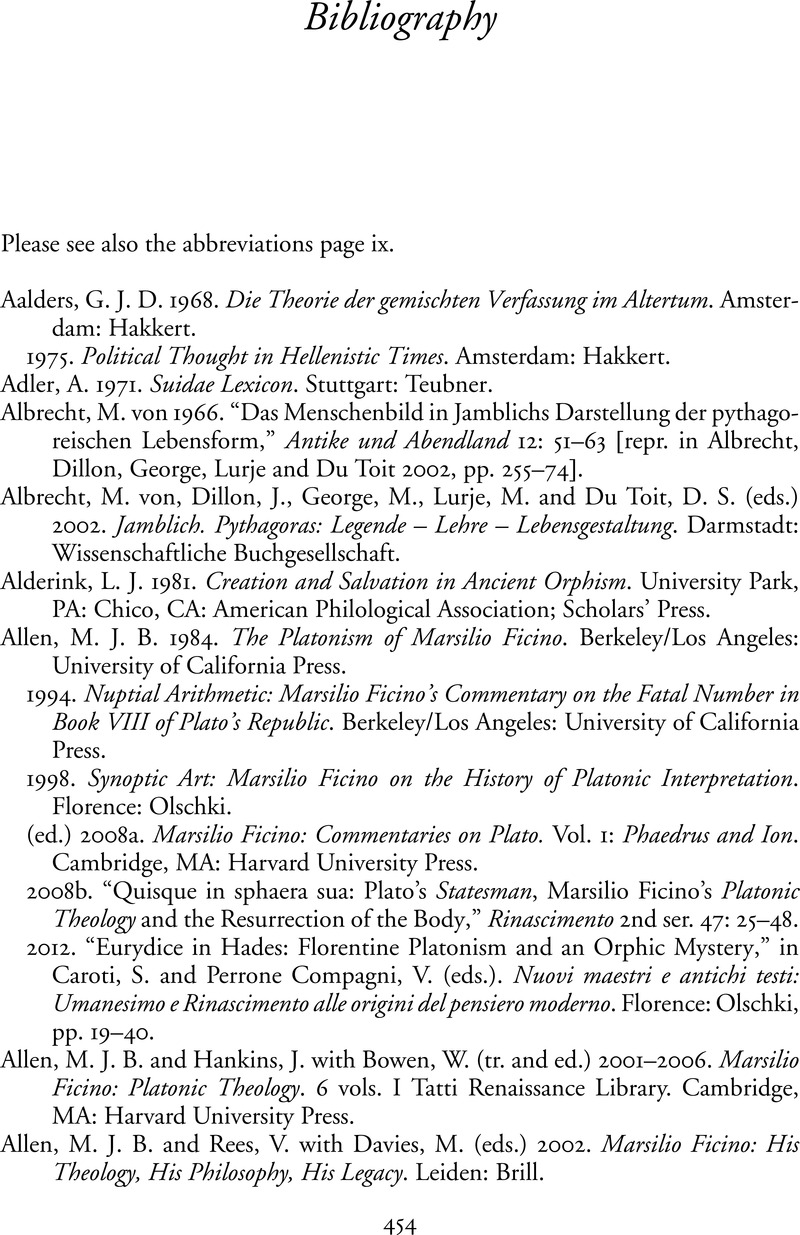 Bibliography A History of Pythagoreanism