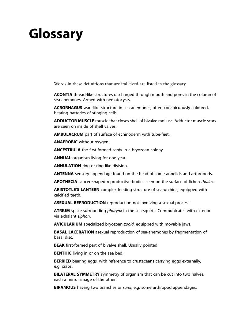 Glossary - A Student's Guide to the Seashore