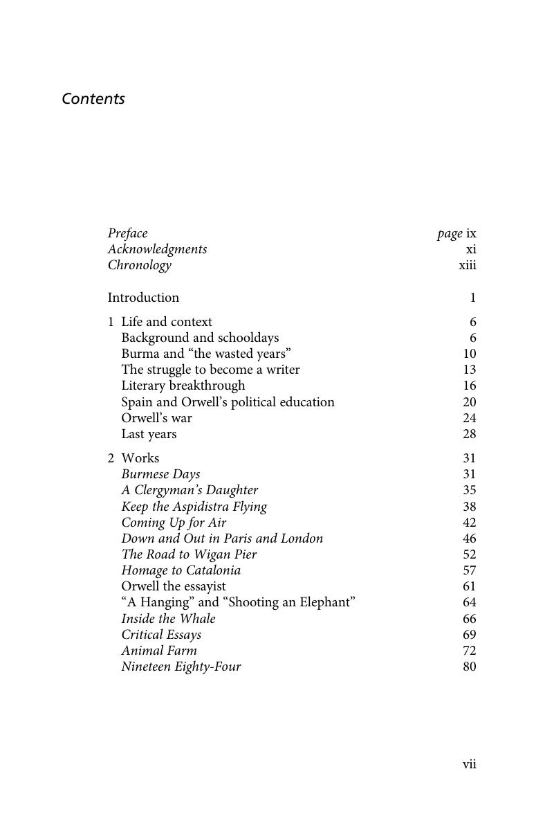 Contents - The Cambridge Introduction to George Orwell