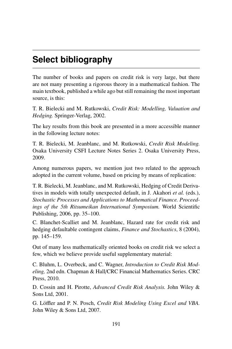 Select bibliography - Credit Risk