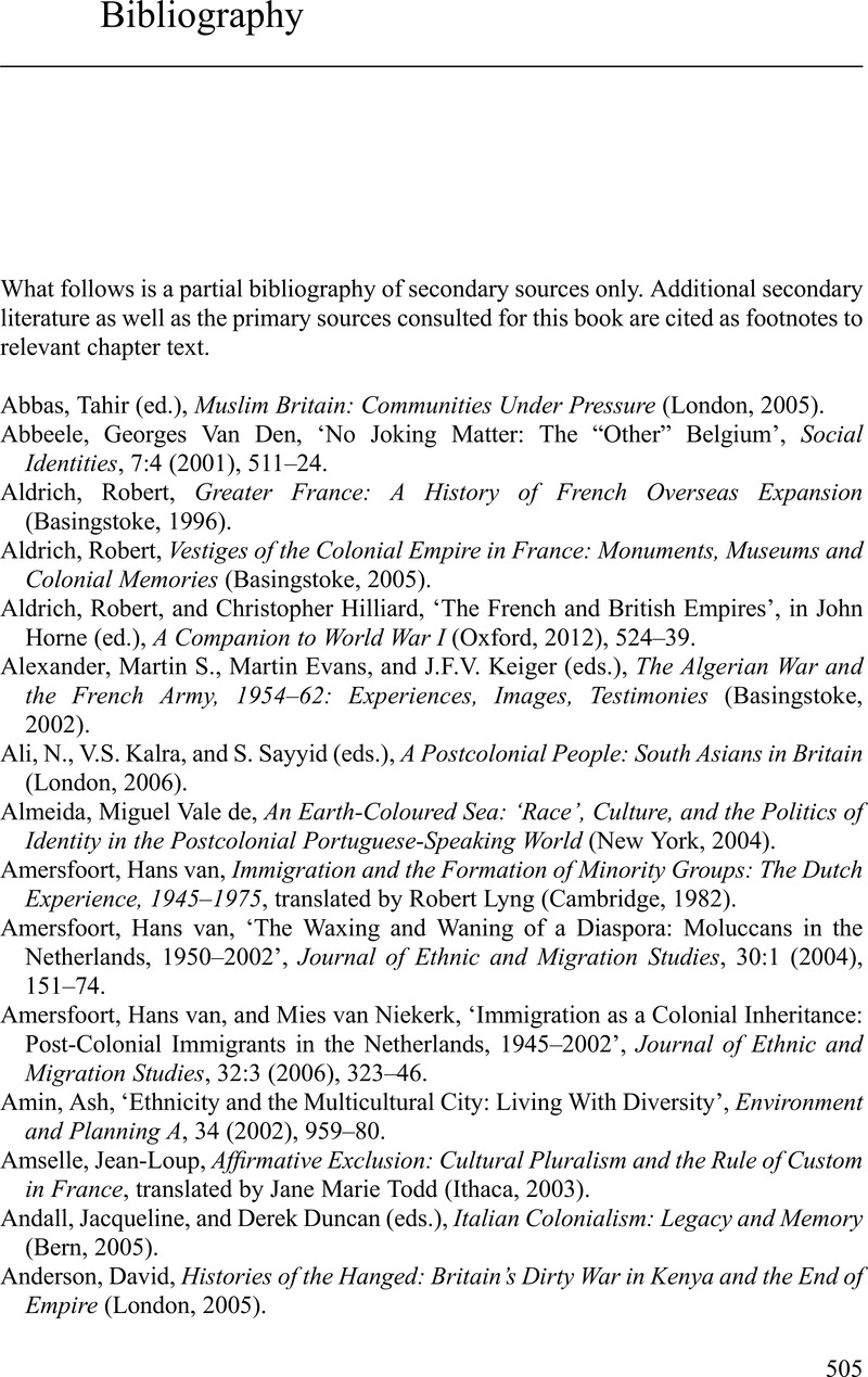 Bibliography Europe after Empire