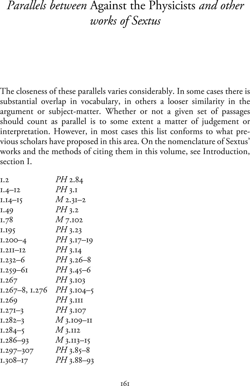 Parallels Between Against the Physicists and Other Works of Sextus ...