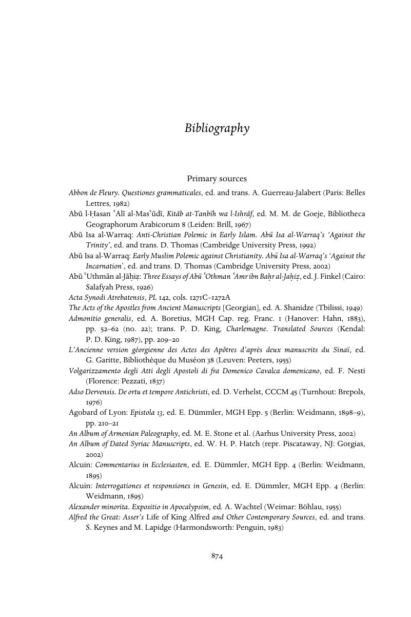 Bibliography The New Cambridge History of the Bible