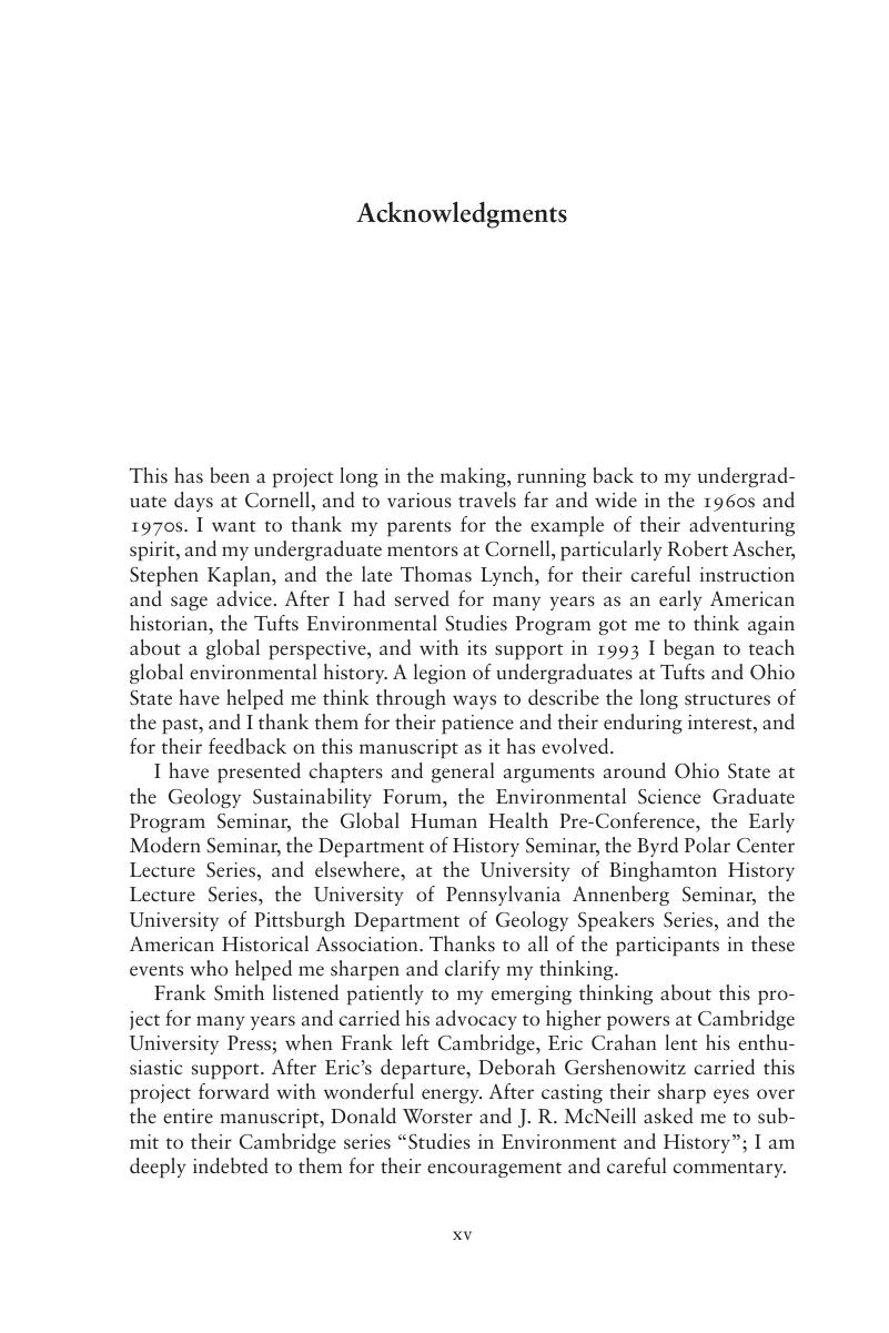 Acknowledgments - Climate Change and the Course of Global History