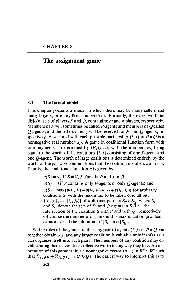 the assignment game