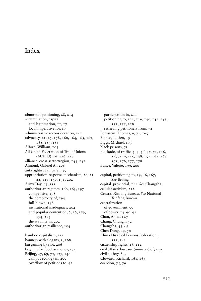 Index - Social Protest And Contentious Authoritarianism In China