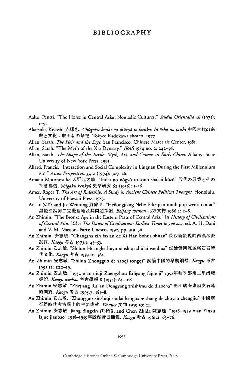 Bibliography The Cambridge History of Ancient China