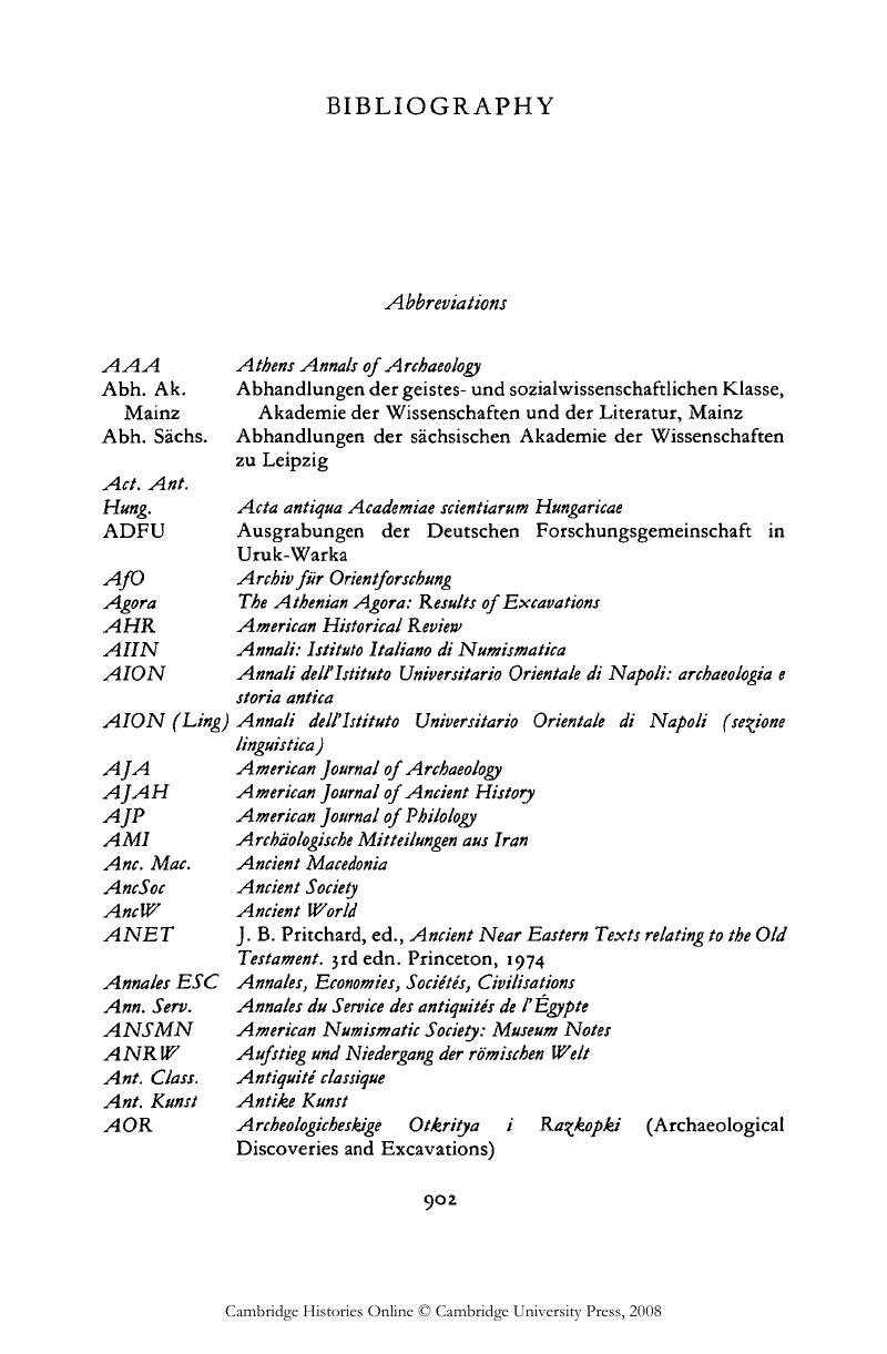 BIBLIOGRAPHY The Cambridge Ancient History