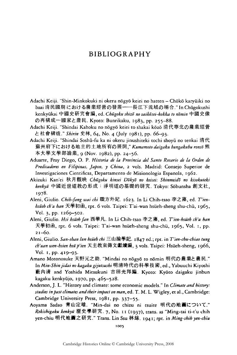 Bibliography - The Cambridge History of China