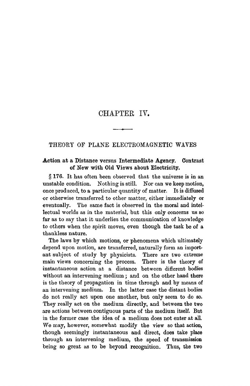 THEORY OF PLANE ELECTROMAGNETIC WAVES (CHAPTER IV