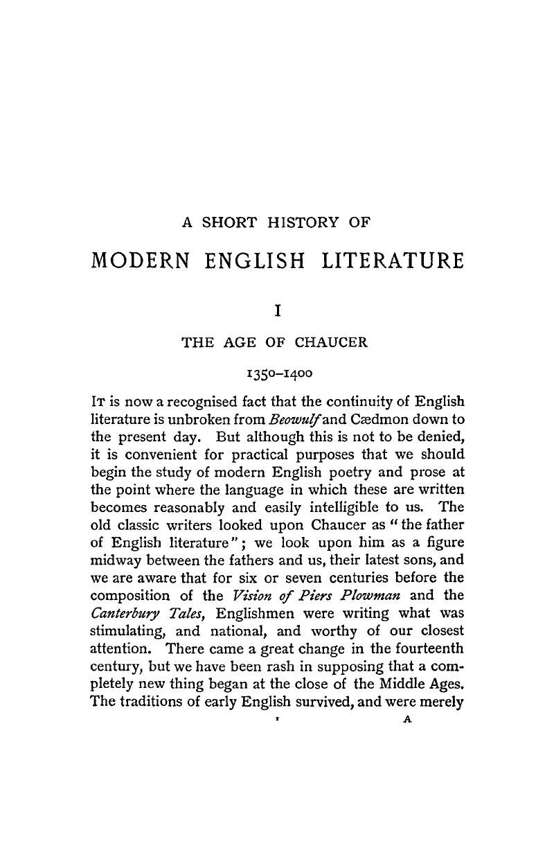 write a brief essay on the age of chaucer