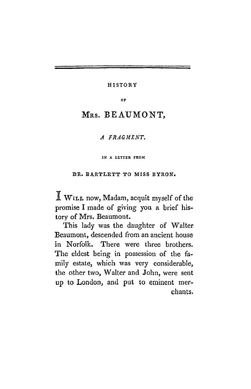 History of Mrs. Beaumont The Correspondence of Samuel Richardson