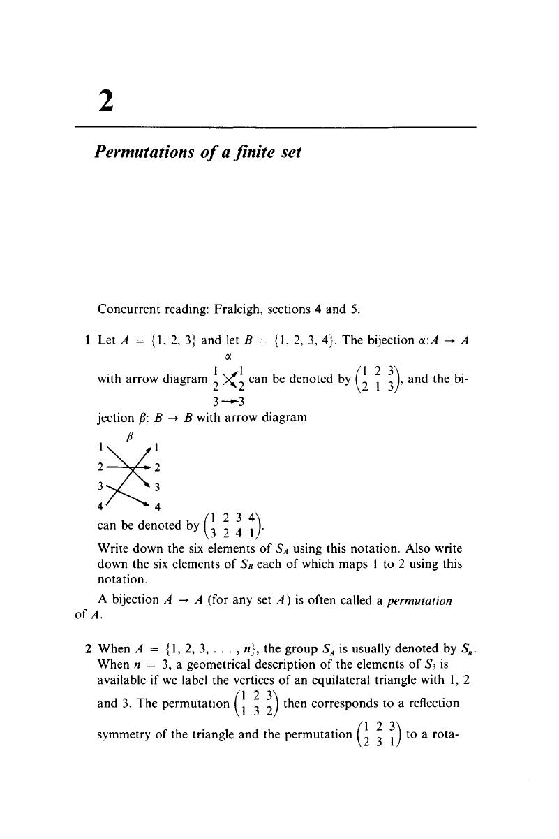 Permutations Of A Finite Set (Chapter 2) - Groups