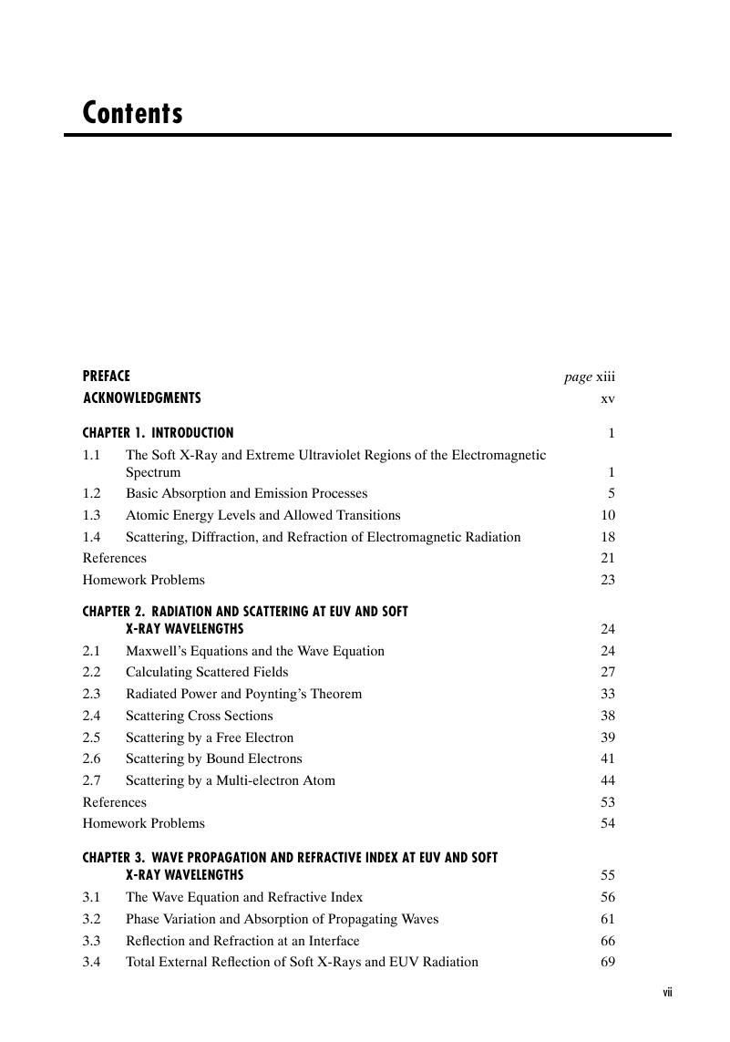 Contents - Soft X-Rays And Extreme Ultraviolet Radiation