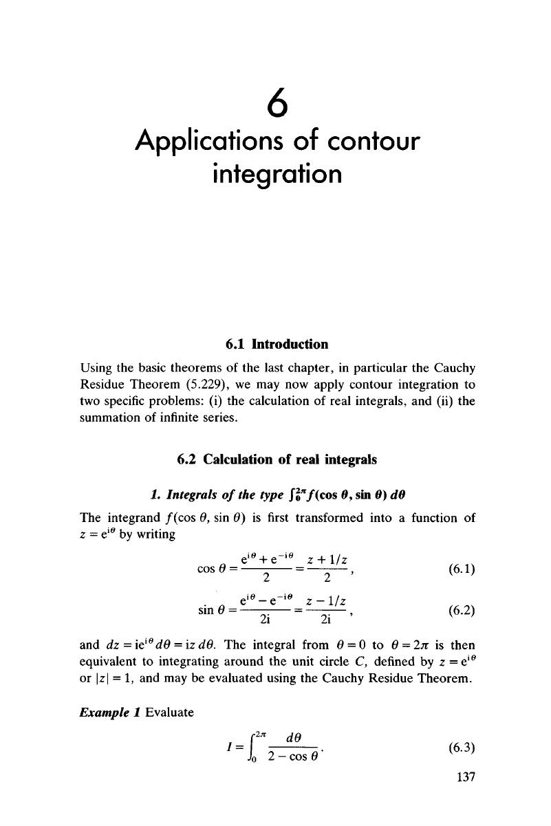 Applications of contour integration Chapter 6 Advanced