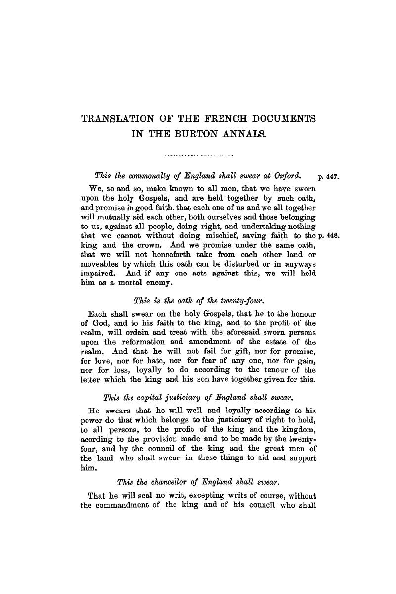 TRANSLATION OF THE FRENCH DOCUMENTS IN THE BURTON ANNALS Annales