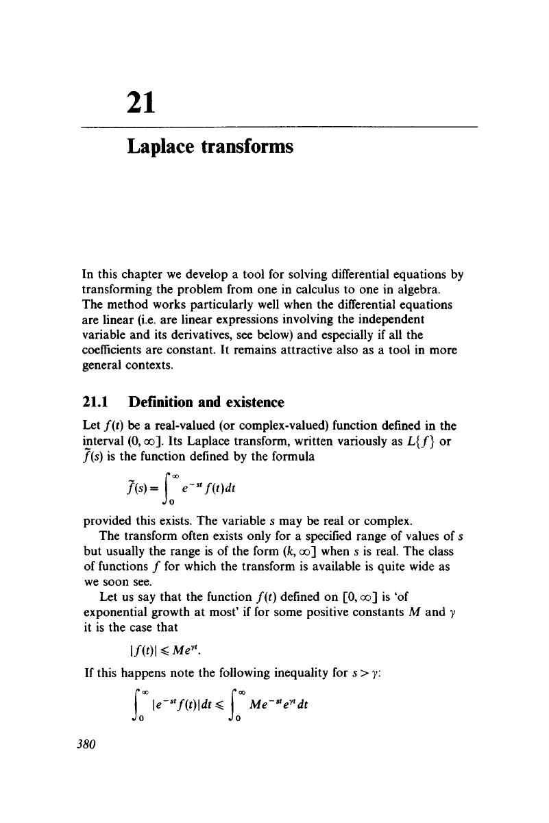 Laplace Transforms (chapter 21) - Advanced Mathematical Methods