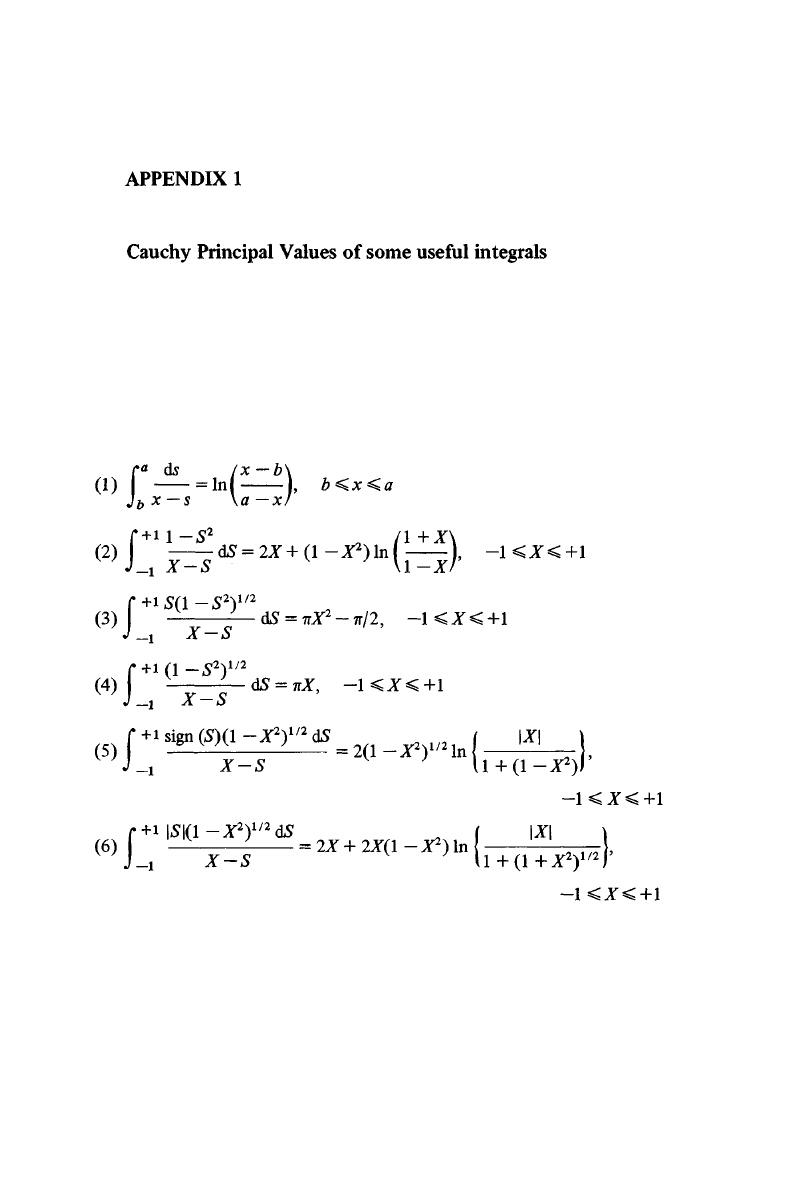 Cauchy Principal Values of some useful integrals (Chapter 1 