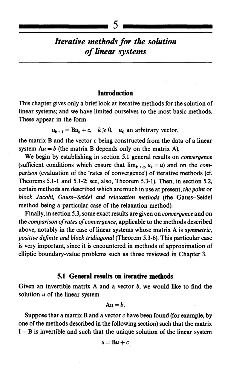Iterative Methods for the Solution of Linear Systems (Chapter 5 ...