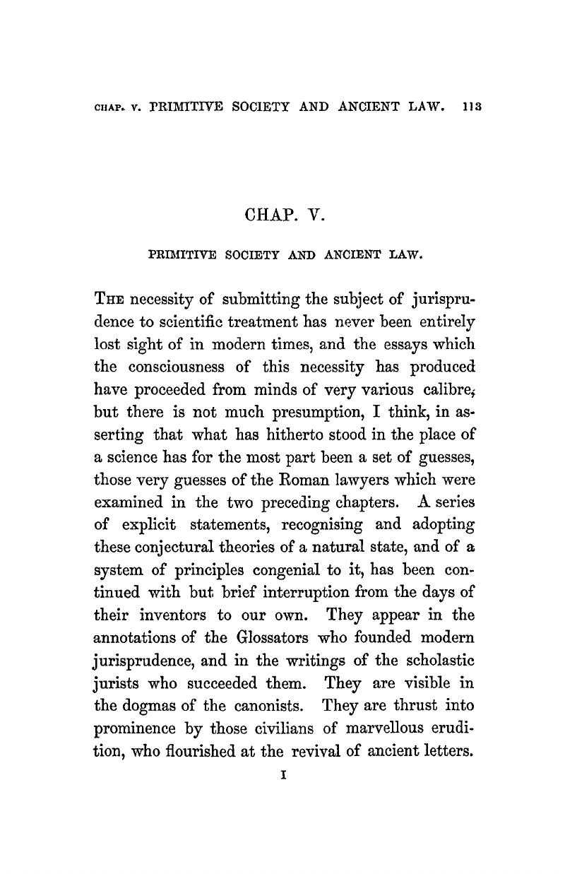 Primitive Society And Ancient Law (chap. V) - Ancient Law