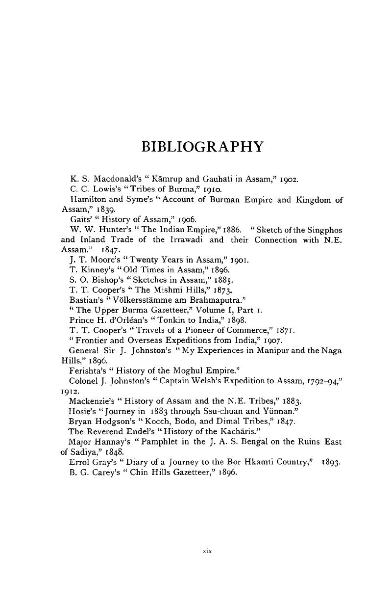 BIBLIOGRAPHY - History Of Upper Assam, Upper Burmah And North-Eastern ...