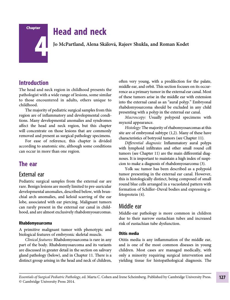 Head And Neck Chapter Essentials Of Surgical Pediatric Pathology