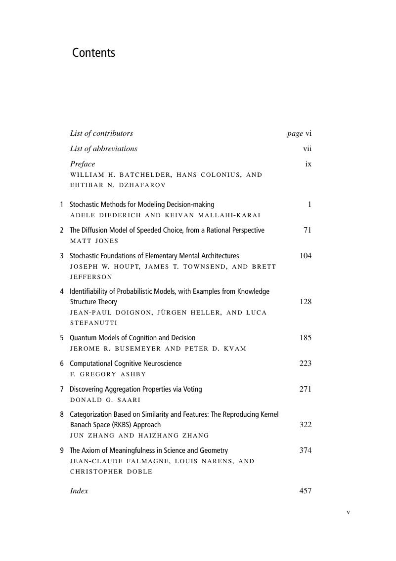 Contents - New Handbook of Mathematical Psychology