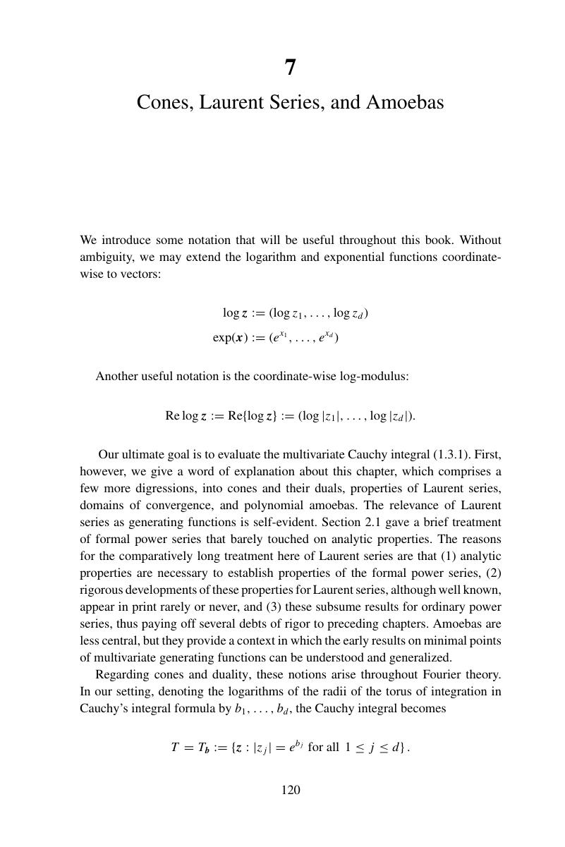 Cones, Laurent Series, And Amoebas (Chapter 7) - Analytic Combinatorics ...