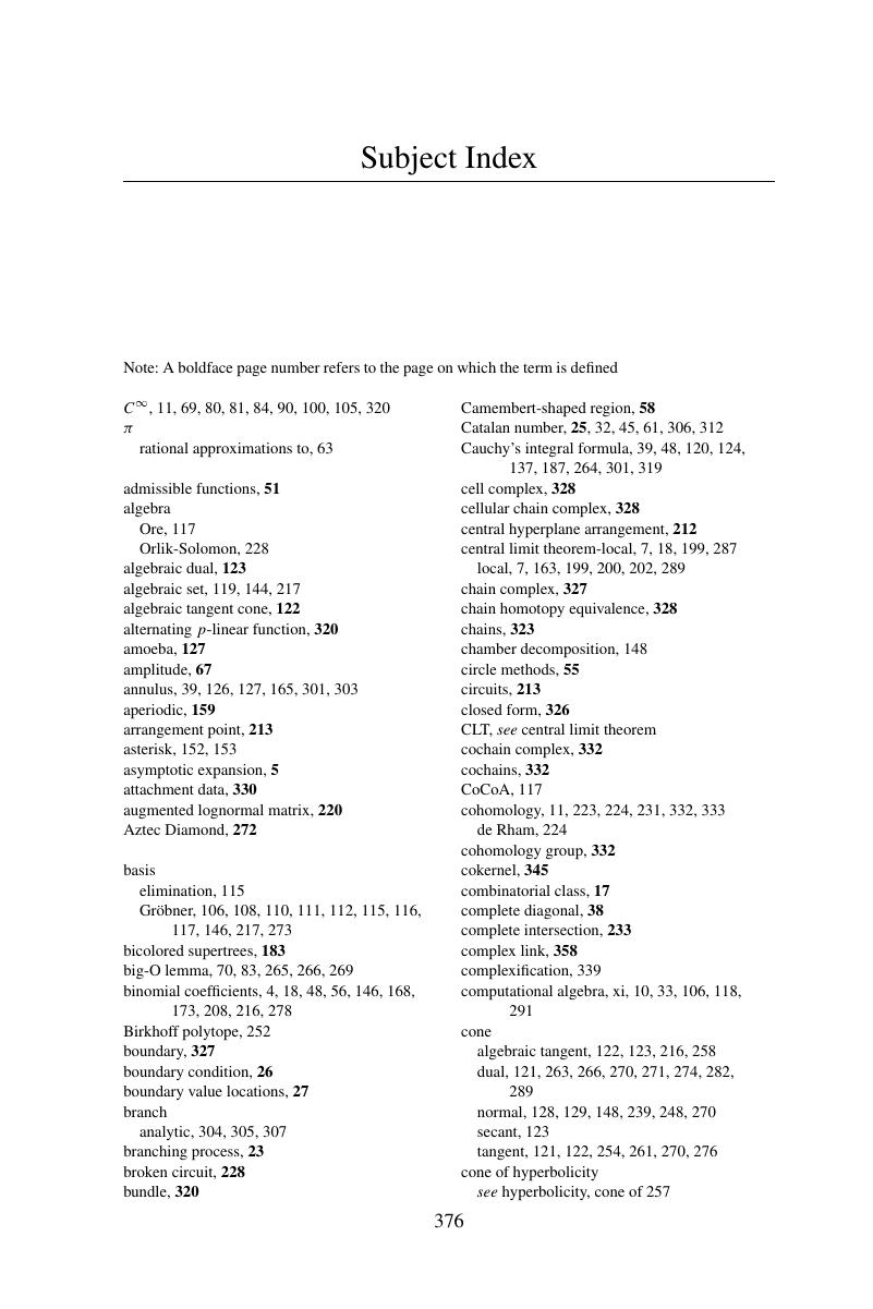 Subject Index - Analytic Combinatorics In Several Variables