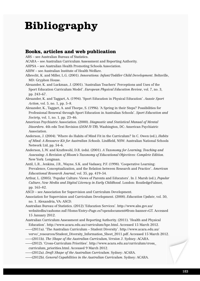 bibliography of physical education