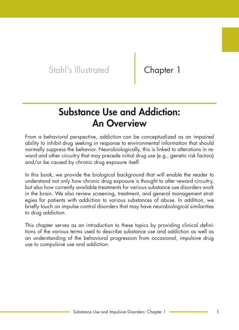 Substance Use And Addiction: An Overview (Chapter 1) - Stahl's ...