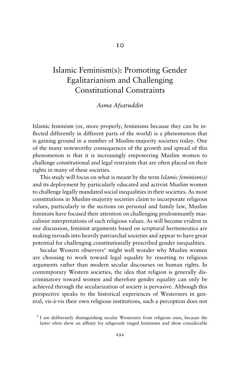 Islamic Feminisms Promoting Gender Egalitarianism And Challenging Constitutional Constraints 6126