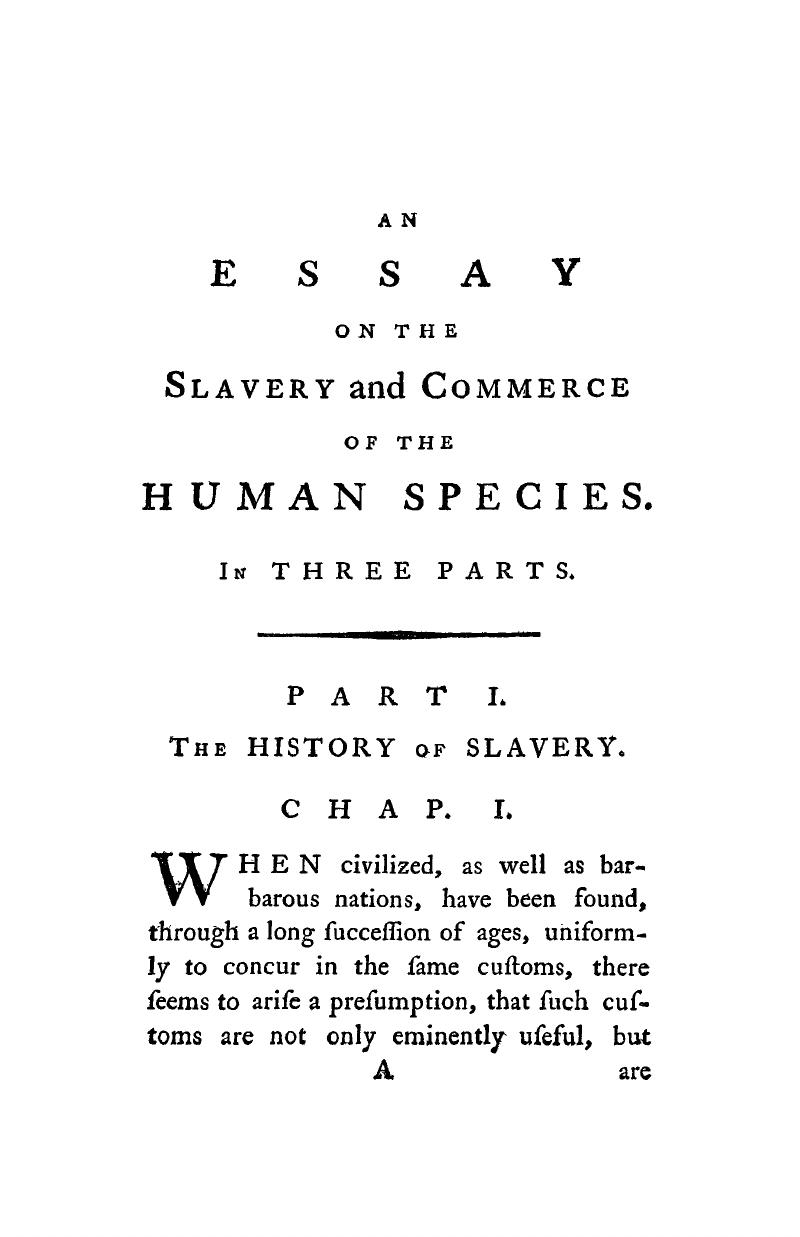 essay on the slavery and commerce of the human species