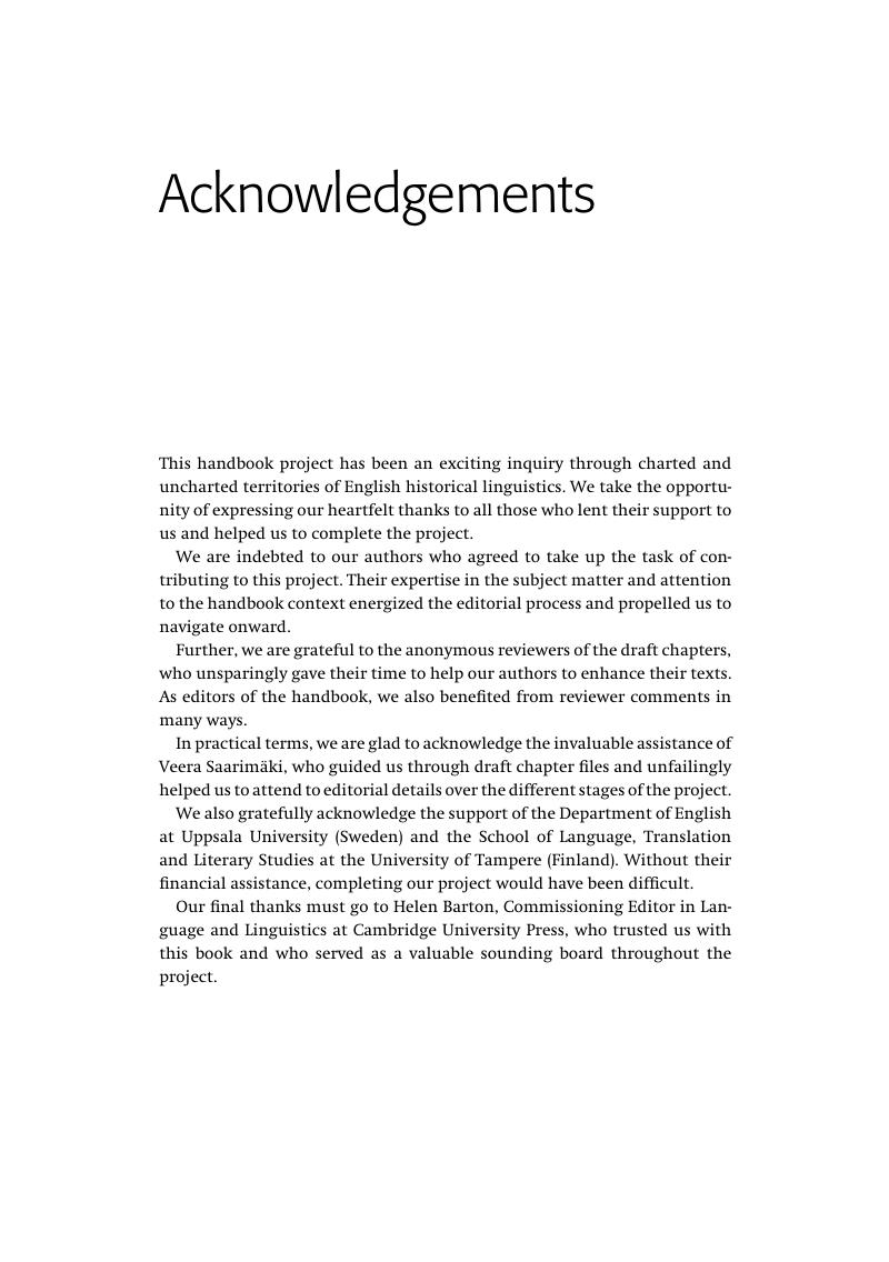 Acknowledgements - The Cambridge Handbook of English Historical Linguistics