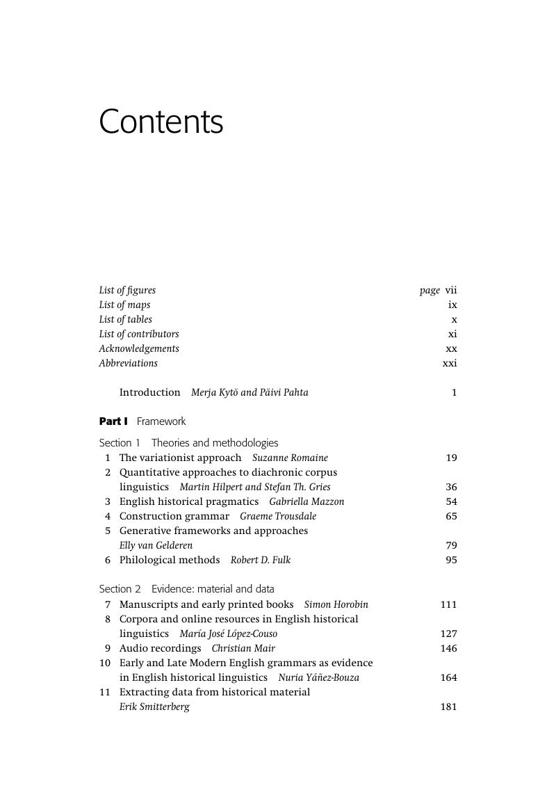 Contents - The Cambridge Handbook Of English Historical Linguistics