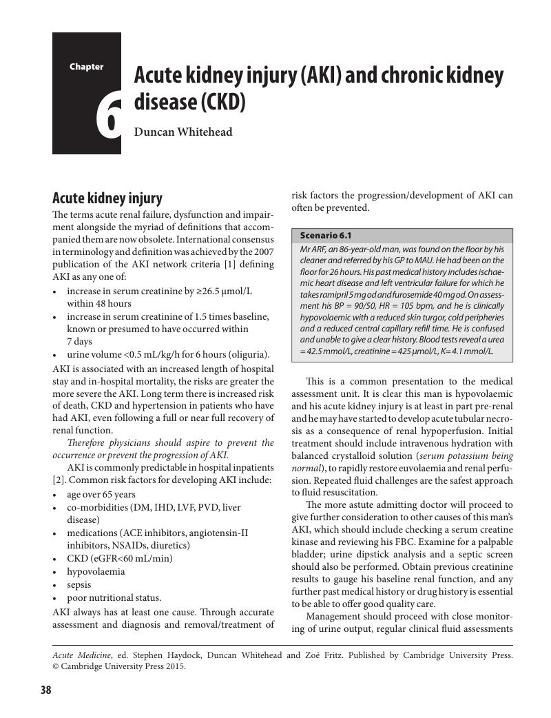 Acute Kidney Injury (AKI) And Chronic Kidney Disease (CKD) (Chapter 6 ...