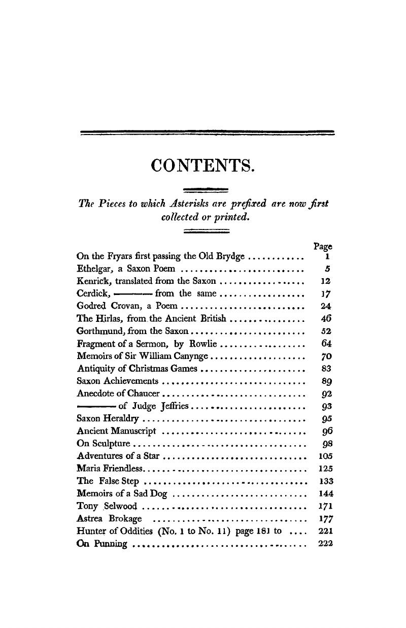 Contents - The Works of Thomas Chatterton