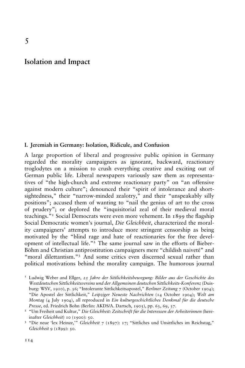 Isolation And Impact Chapter 5 Sex Freedom And Power In Imperial Germany 18801914 4649