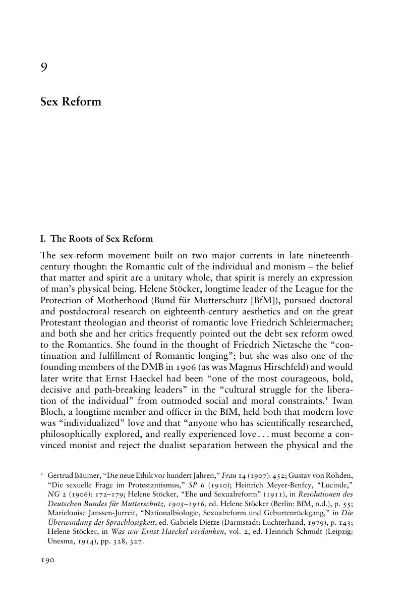 Sex Reform Chapter 9 Sex Freedom And Power In Imperial Germany 18801914 2029