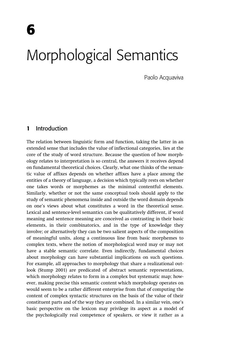 Morphological Semantics (Chapter 6) - The Cambridge Handbook Of Morphology