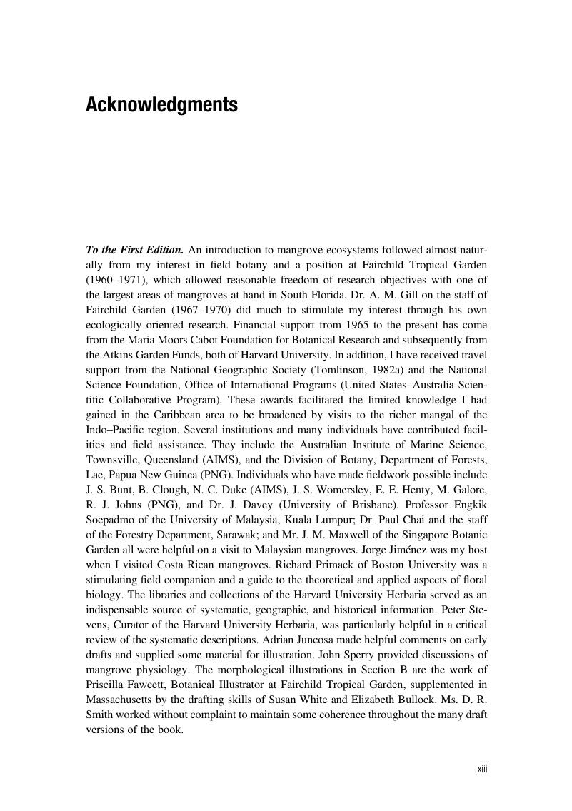 Acknowledgments - The Botany of Mangroves