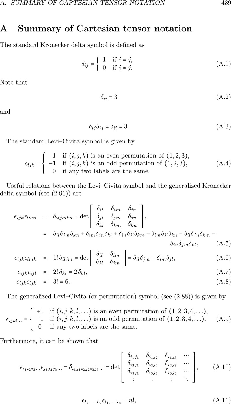 Summary Of Cartesian Tensor Notation (A) - Continuum Mechanics And ...