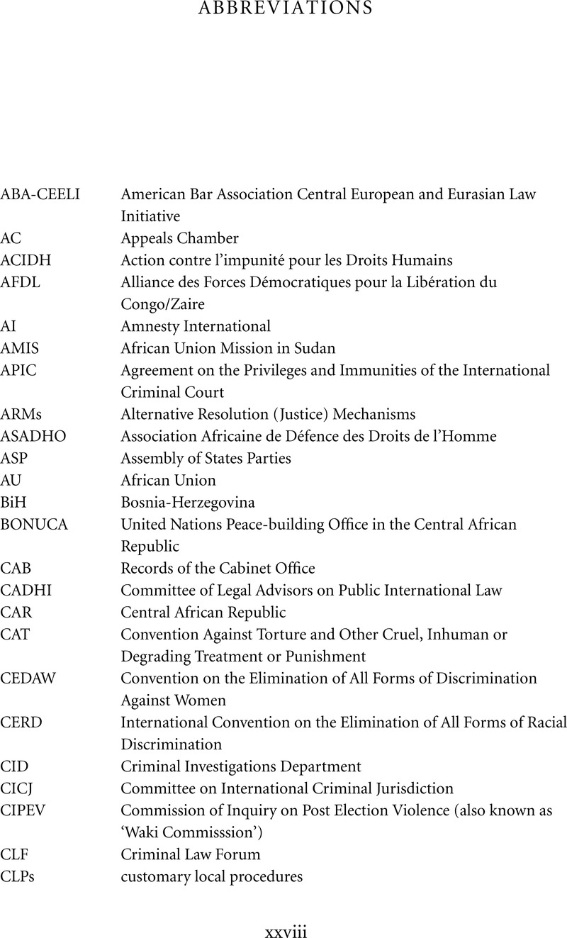 List of abbreviations The International Criminal Court and