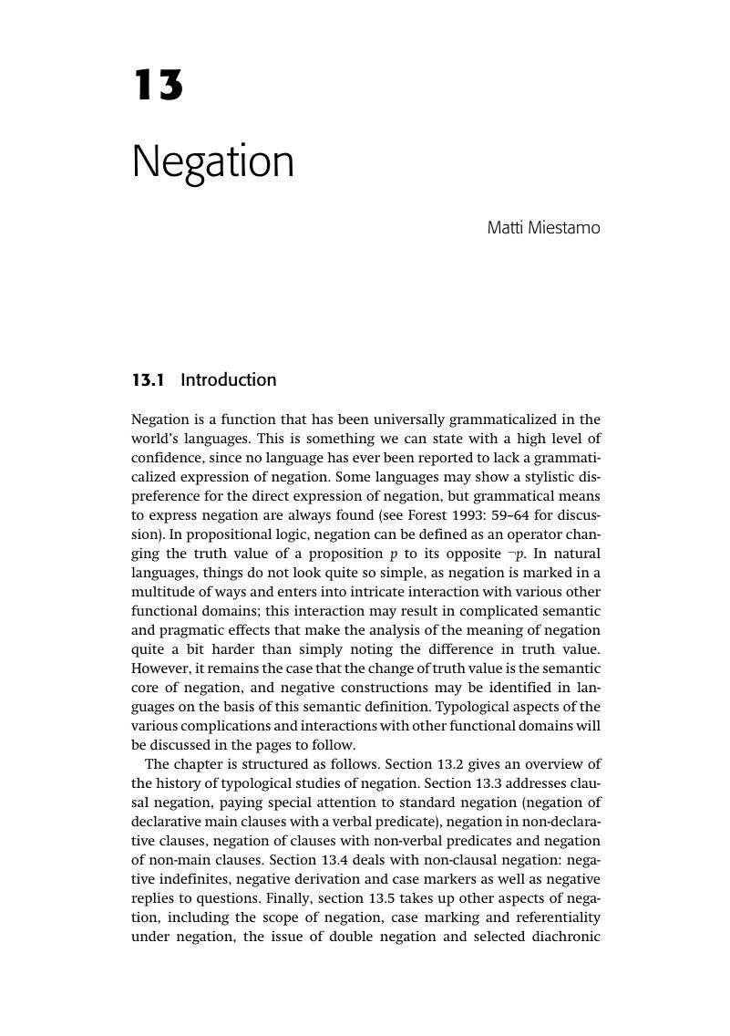 Negation (Chapter 13) - The Cambridge Handbook Of Linguistic Typology