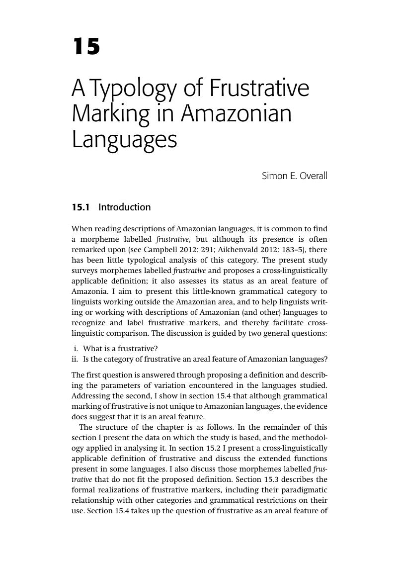 A Typology of Frustrative Marking in Amazonian Languages (Chapter 15 ...