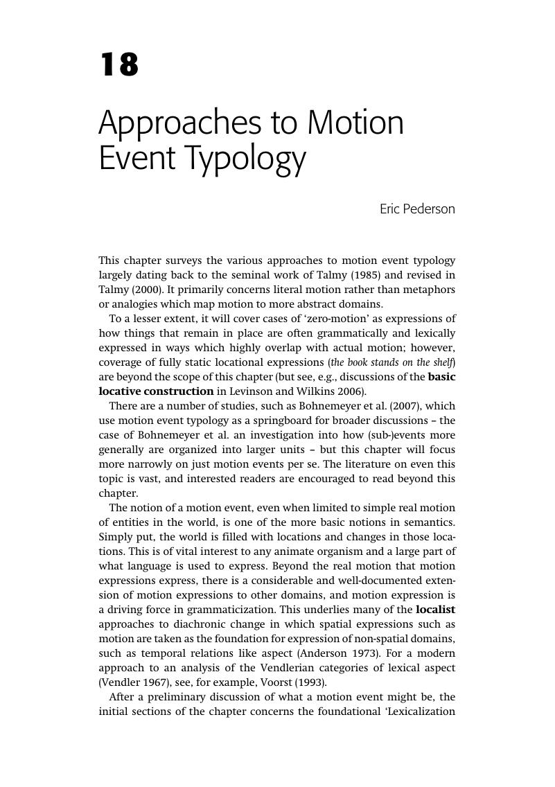 Approaches To Motion Event Typology (Chapter 18) - The Cambridge ...